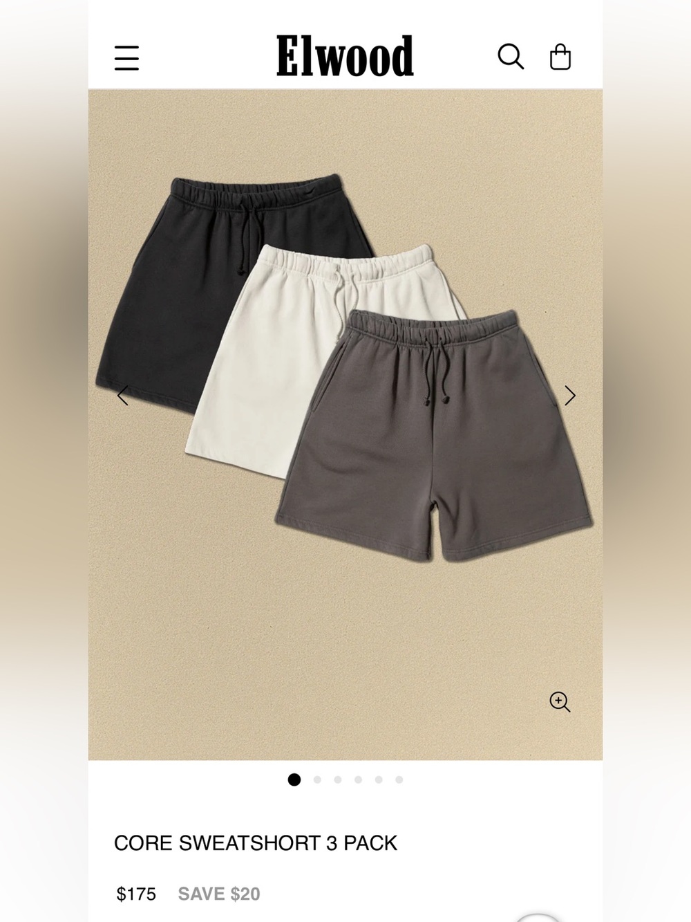 Elwood core sweat short pack